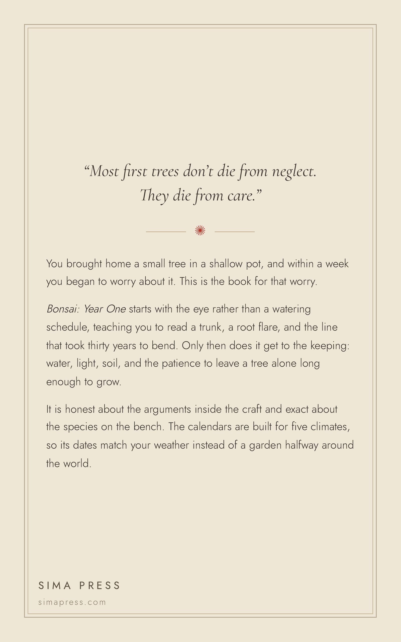 Bonsai: Year One back cover